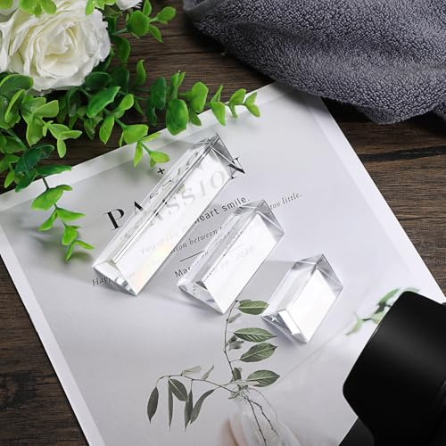 OLegei Dreieck Prisma aus optischem Glas, Physik des Lichts, Dekoration, gutes Werkzeug für Fotografie (10 + 6 + 4 cm), 3 Stück