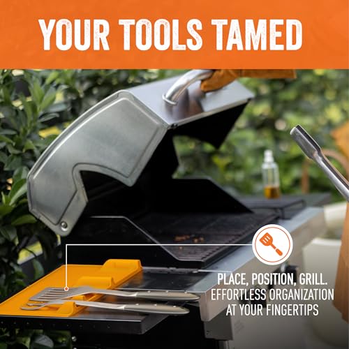Tapis repose-outils orange pour éviter les taches sur le barbecue