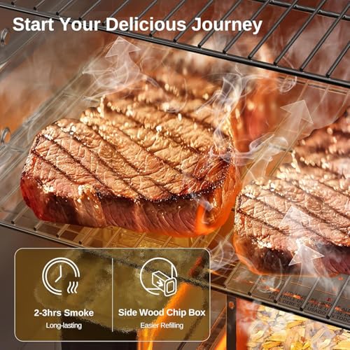EAST OAK 30-inch Electric Smoker, Outdoor Smoker with Convenient Side Wood Chip Loader, 725 Sq Inches of Cooking, Digital Control and 4 Removable Racks for Outdoor Kitchen, BBQ, Backyard, Black