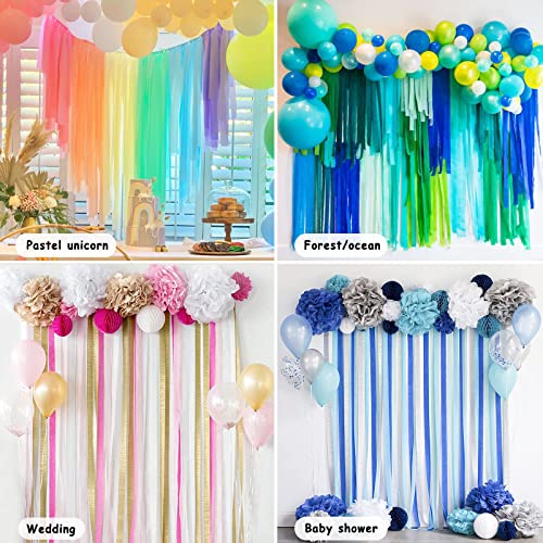 Image of 24 Rolls Crepe Paper Streamers, 24 Colors Rainbow Pastel Streamers Party Supplies for Birthday Party Baby Shower Rainbow DIY Christmas Halloween Wedding Ceremony Various Large Festivals Decoration