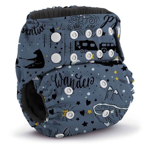 Image of Kanga Care Rumparooz G3 OBV Cloth Diaper Reusable One Size Pocket Diaper with Patented Inner Double Gusset 2 pcs Bamboo Rayon Insert Soaker | Wander (6-55+ lbs)