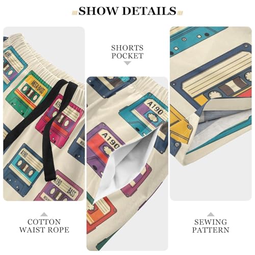Music Tape Colorful Pajama Shorts for Men Lounge Pants Pajama Sleep Shorts Mens Sleep Shorts with Pockets, S-XXL4