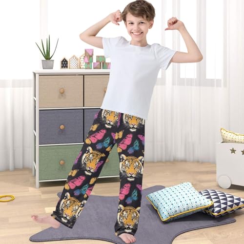 Boy's Pants Tiger Colorful Butterfly Jogger Pants Elastic Waist Long Bottoms Trousers with Pockets 6-14 Years4