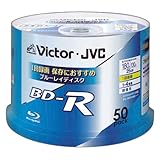 ビクター 映像用ブルーレイディスク 1回録画用 25GB 4倍速 保護コート(ハードコート) ワイドホワイトプリンタブル スピンドル 50枚 台湾製 BV-R130U50W