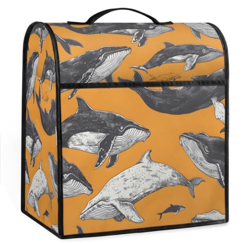 Coffee Maker Cover Ocean Animal Whale Kitchen Appliance Covers Small Appliance Covers Blender Cover Juicer Cover Dust Covers for Kitchen Appliances with Top Handle and Pockets,Washable,B51