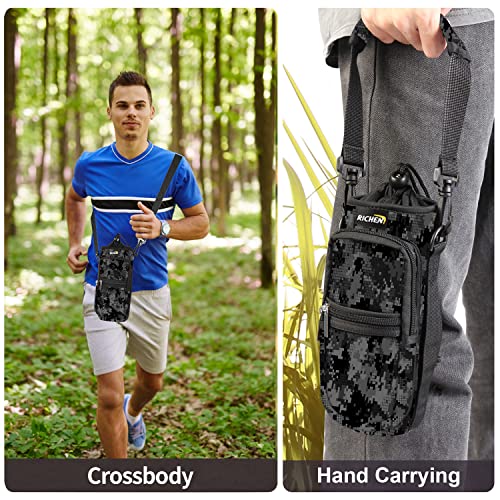 Image of RICHEN Neoprene Water Bottle Carrier Bag with Adjustable Shoulder Strap,Insulated Water Bottle Cover for Stainless Steel /Glass /Plastic Bottles
