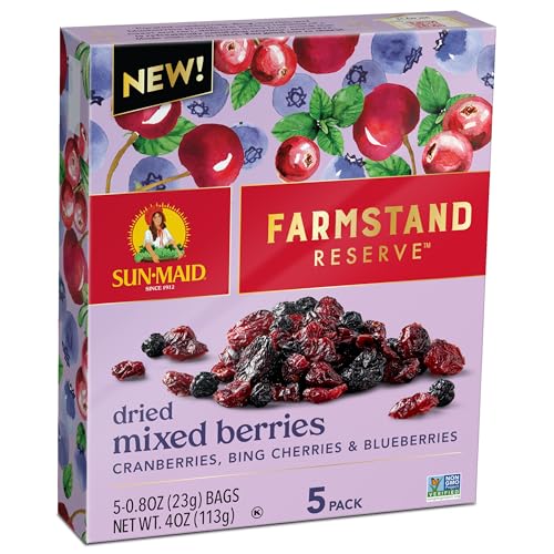 Image of Sun-Maid Farmstand Reserve Dried Mixed Berries - (5 Pack) 0.8 oz Snack Bag - Dried Fruit Snack for Natural Sweeteners
