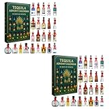 Calendario de Adviento de Tequila 2025, 24 días sin repetición de bebidas espirituosas premium, cuenta regresiva de mini muestra de licor, sorpresa desde blancos crujientes hasta añejos (2pcs)
