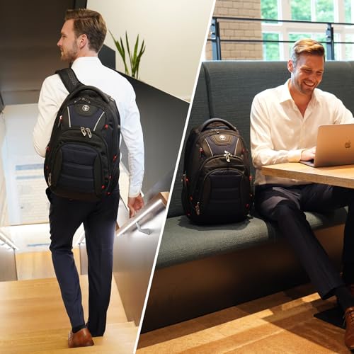 Image of Swissdigital Design Men's Laptop Backpack for Women,Large Capacity Business Travel Backpack Black /Blue | J14-12