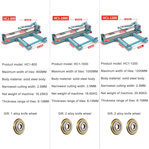 YEHOZZ Manual Tile Cutter, Precise Tile Cutter Hand Tool,Adjustable Guide for Precise Cutting, Tile Thickness Range 6-15 mm, Suitable for Home Renovation and DIY,HC1-1000