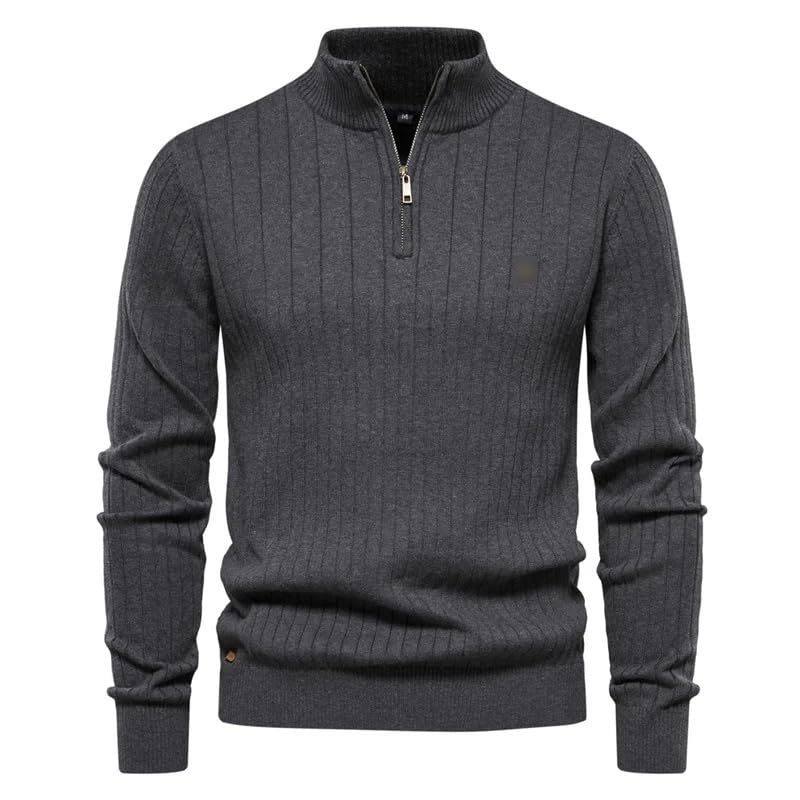 Winter Men's 1/4 Zip Pullover Sweater Casual Men Stand Collar Warm Turtleneck Sweaters3