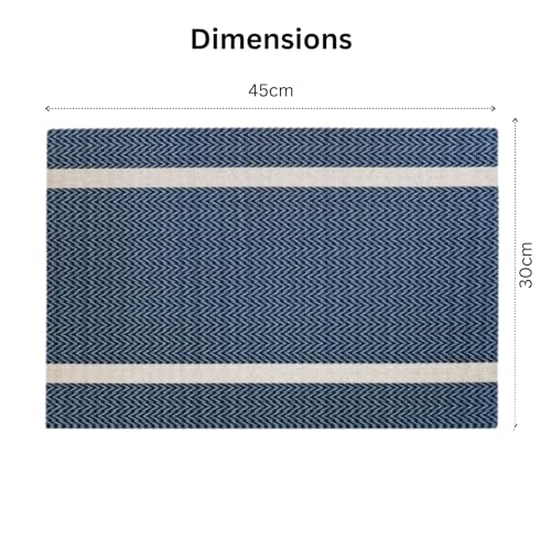 Image of Livmodern Premium PVC Dining Table Mats for 6 Seater| Woven PVC Placemats | Heat Resistant & Anti Skid Table Mats| Wipeable & Washable Set of 6- Midnight Chevron