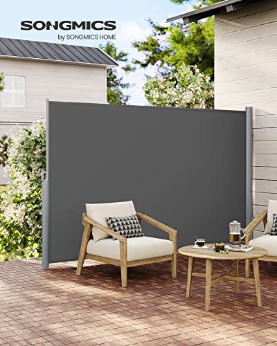 SONGMICS Alu-Seitenmarkise, ausziehbar, 200 x 400 cm, Blickdicht, Sonnenschutz, blickdicht, Seitenrollo, für Balkon, Terrasse, Garten, anthrazit GSA204G01 3