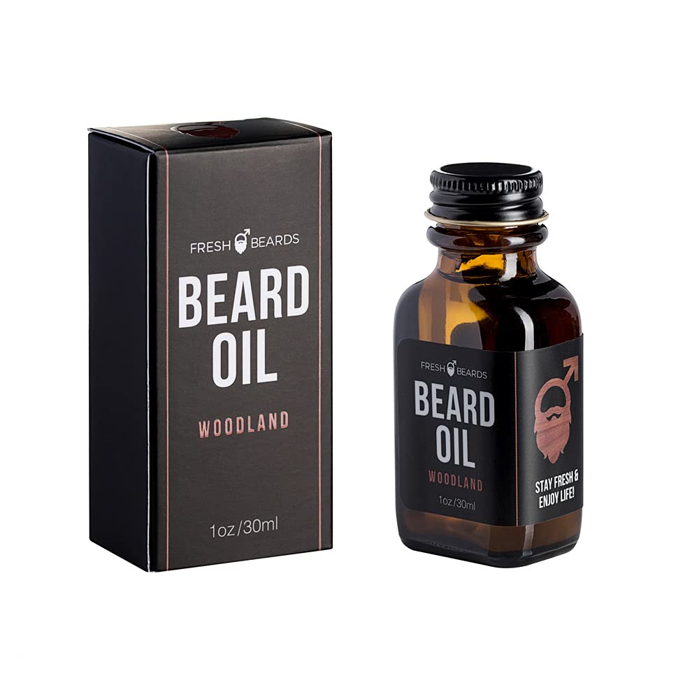 Fresh Beards Woodland Beard Oil - Cedar & Patchouli - Scented Men's Beard & Mustache Oil - Softener & Anti-Itch Moisturizer for Dandruff Prevention & Healthy Beard Growth