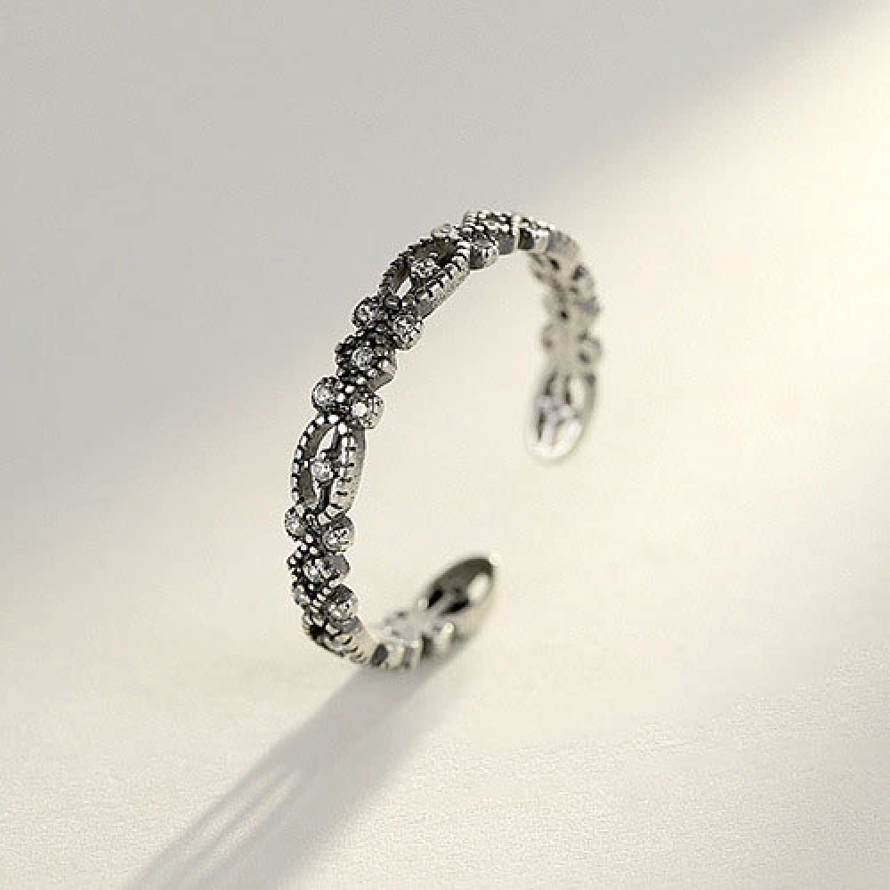 Anello aperto regolabile da donna - Palazzo intarsiato con anello da dito in zircone 3A, anello congiunto impilabile di tendenza, regali di compleanno economici unici per donne e