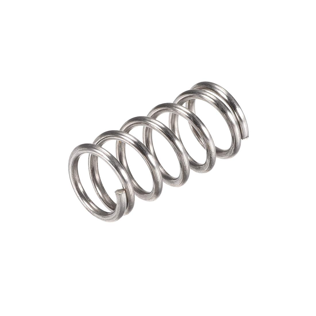 sourcing map Molla di compressione, acciaio inossidabile 304, OD 15mm, dimensione del filo 1mm, lunghezza compressa 30mm, lunghezza libera 60mm, capacità di carico 35N, tono argento, 5pcs