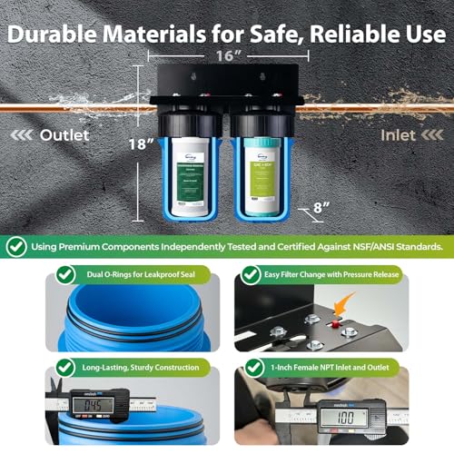 Image of iSpring WGB21B-KSNC Whole House Water Filter System, SGS-Tested to Remove up to 94.4% of Chloramine, 5-Layer Filtration Reduces Heavy Metals, Lead, Chlorine, Sediment, VOC, 10 inch x 4.5 inch Filters