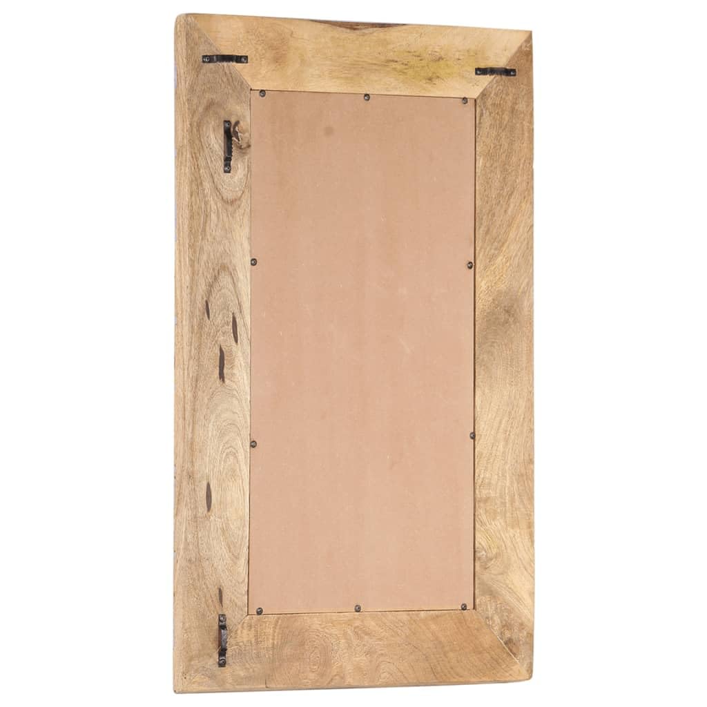 Ręcznie rzeźbione lustro ścienne 80 x 50 x 2,5 cm z litego drewna mango, dekoracyjne lustro drewniane z unikalnym rysunkiem słojów i ręcznie rzeźbionym wzorem, trwałe i wytrzymałe