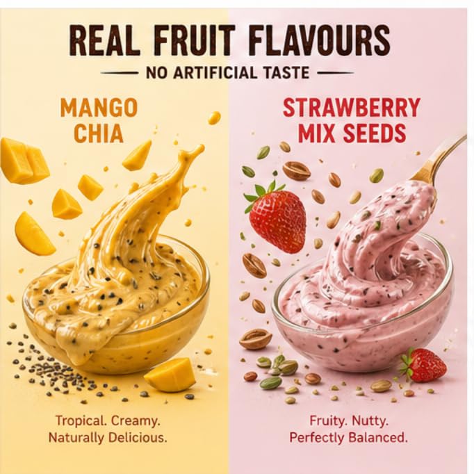Image of CREME CO. Fruity & Seeds Duo - Mango Chia & Strawberry Mixed Seeds Protein Creme Combo (2 X 200G)