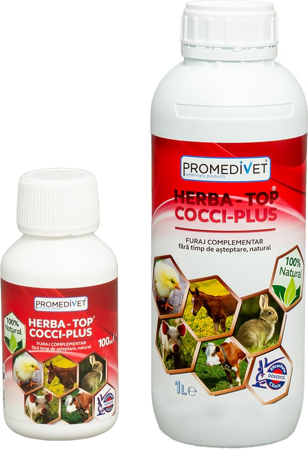 Herba-Top Cocci Plus – Tratamiento para la Coccidiosis y Protozoos en Gallinas, Conejos, Palomas y Más – Suplemento Líquido Concentrado con Extractos de Plantas Medicinales para Uso en Agua (1 L)