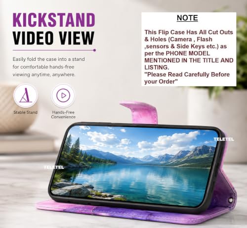 Image of TELETEL Marvel Magnetic Closure Flip Shock Proof Back Cover with Cards & Cash Pockets | Wallet Case - Purple for Vivo V50 5G