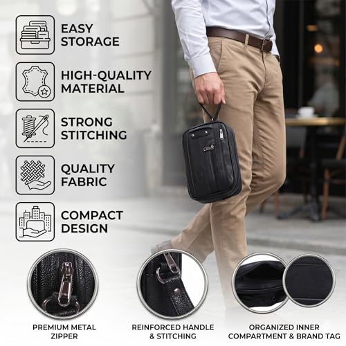 Image of kbi Mens Cash Bag Pouch Money Carrying Handling Luggage Multipurpose Travel Pouch vegan Leathe