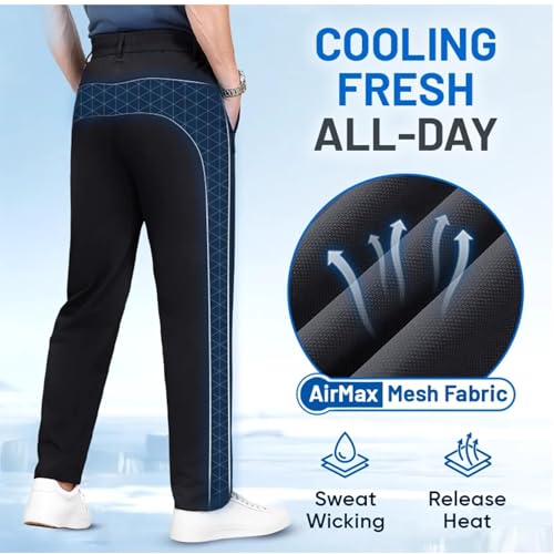 Ice Silk Mesh Panel Casual Pants, Cooling Lightweight Everyday Wear, Quick Drying with Pockets Breathable4