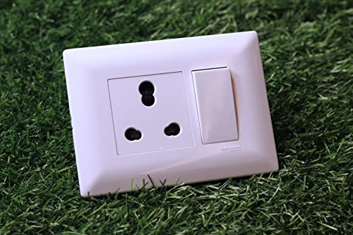 Image of Schneider Electric - Livia White - For Large Appliances ~ Schneider 6A /16A 3-pin Socket Outlet with Shutter + 16AX 1 way switch
