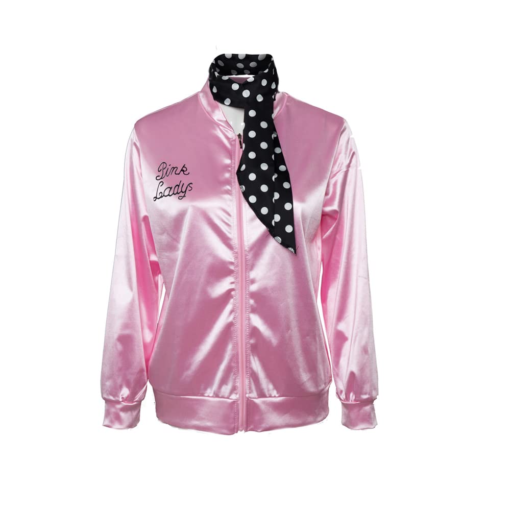 Giacca in Raso Da Donna Rosa 50S Con Collo Scarfs 60S 70S Satin