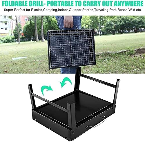 Charcoal Barbecues, Uten Portable Barbecue Grill Stainless Steel Charcoal Smoker Char Broil BBQ Pit Grill for Picnic Garden Camping Travel (17.1''x11.8''x9.5'')