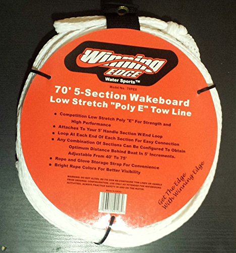 Winning Edge White 70' 5-Section Wakeboard Low Stretch 