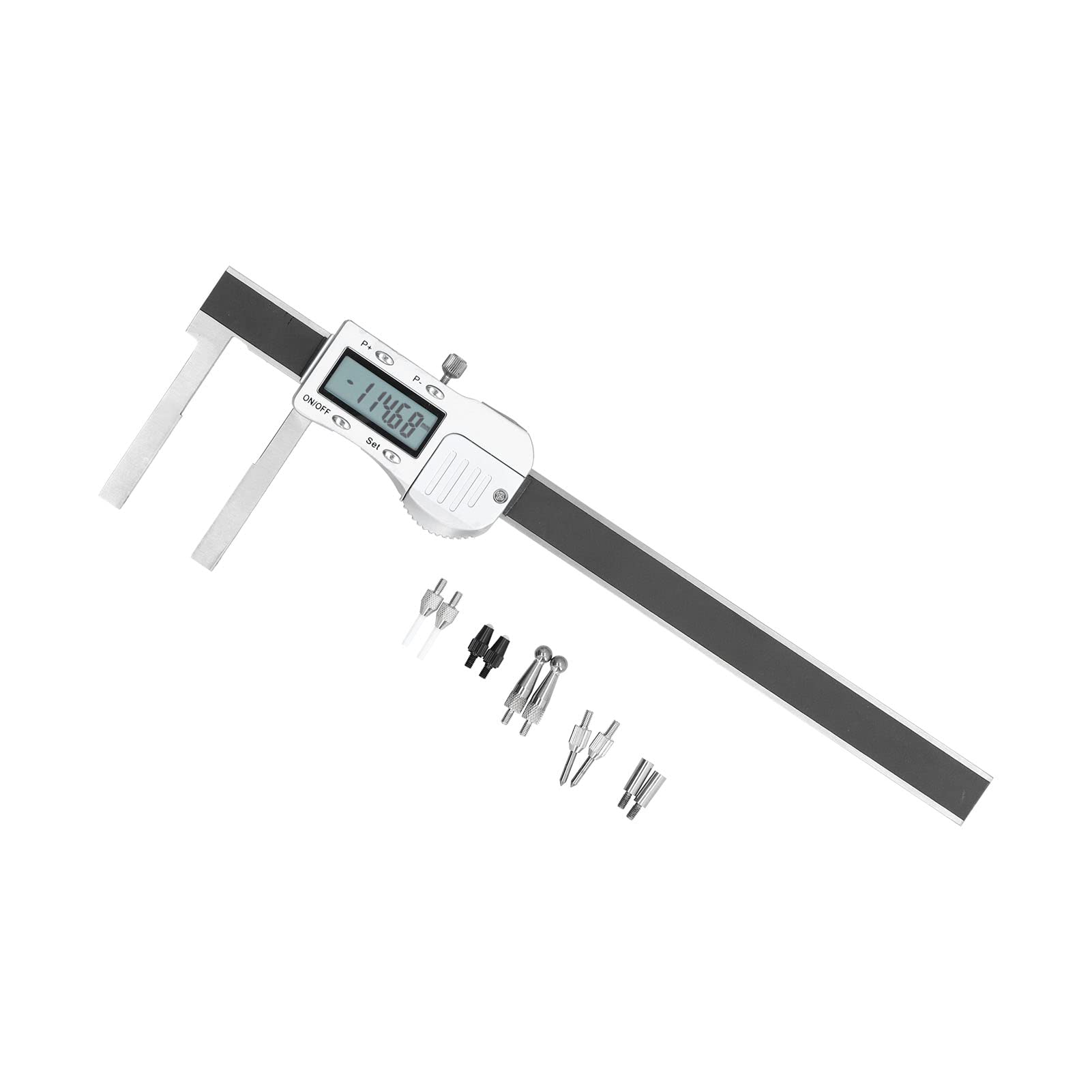 FTVOGUE Elektroniczna Suwmiarka Cyfrowa Suwmiarka Cyfrowa ze Stali Nierdzewnej 0 do 150 Mm 0,01 Mm Duży Wyświetlacz LCD z 4 Zestawami Sond dla Przemysłowych Mechaników Pomiarowych