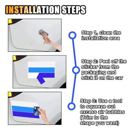 Image of 10 Inch Classic Retro Style Tri-Color Stripe Sticker Decal, Car Exterior or Interior Accessories for Toyota Tacoma 4Runner Tundra, Decoration Grille Fender Hood Side Skirt Bumper Dashboard (Blue)