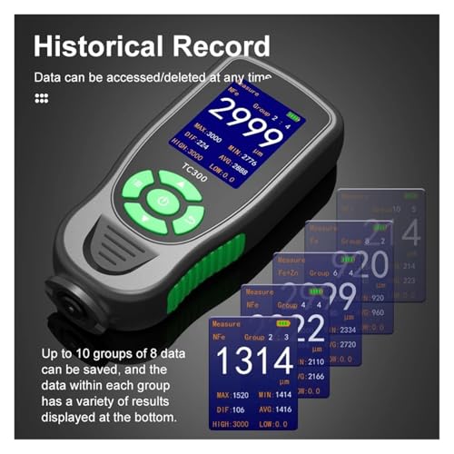 Medidor digital de espesor de pintura TC300 para automóvil, con detección automática F/NF miniatura 5