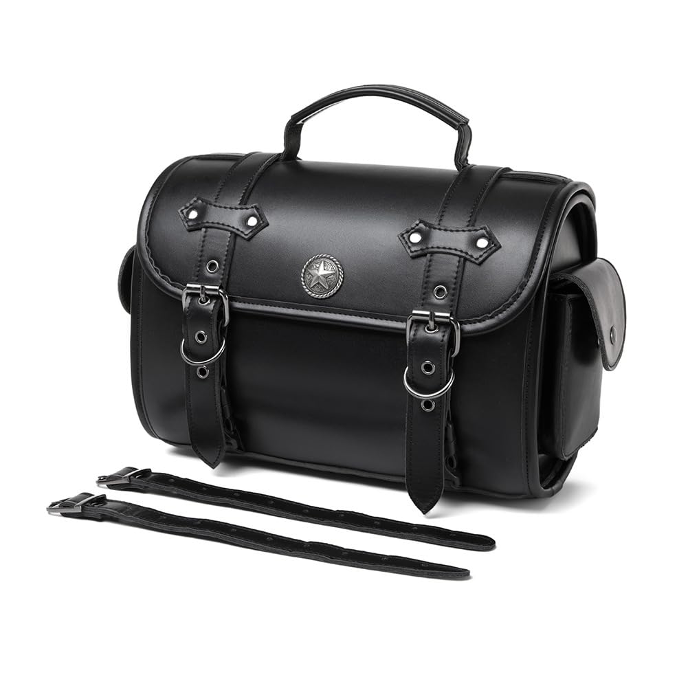Alforjas Moto para Harley Davidson Street 750 2015-2020, Alforja Lateral Impermeable Bolsa Trasera Cuero con Cierre Rápido,A/24 * 39 * 19CM