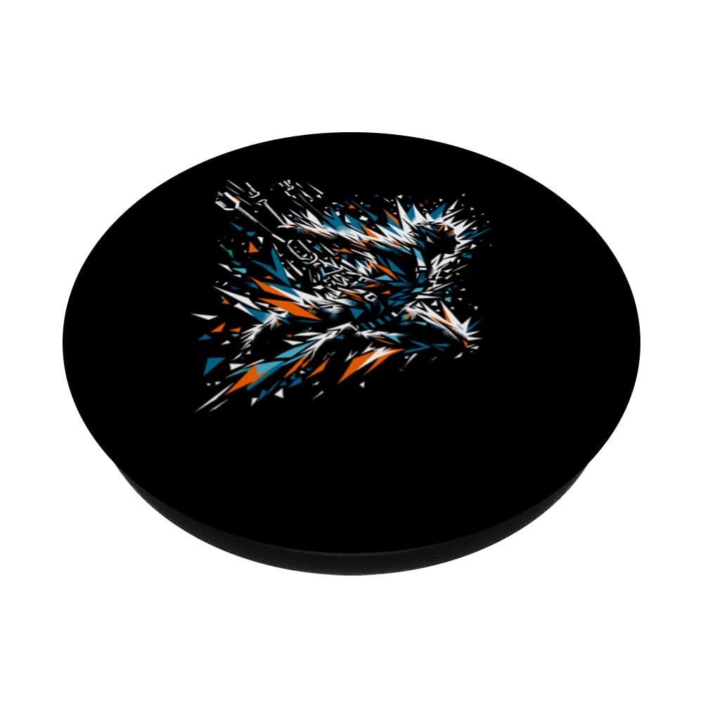 Polygon Art Bungee Jumping Bungy Bungee Jumper PopSockets Swappable PopGrip, Black - Image 2