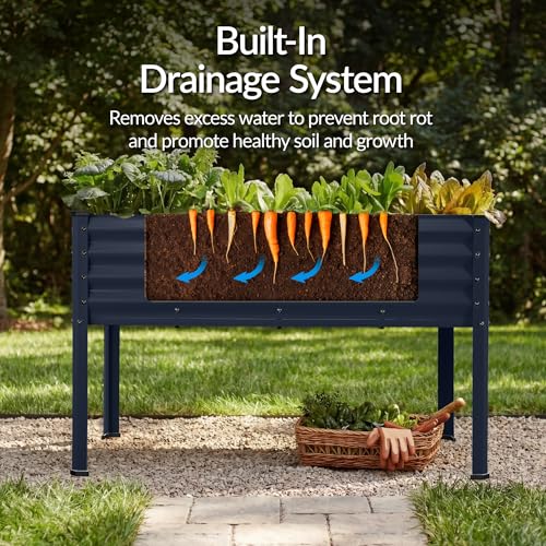 Image of Best Choice Products 48x24x30in Galvanized Raised Garden Bed, Metal Elevated Planter Box, Vegetable Garden for Backyard, Patio, Balcony, 100% Non Toxic Materials - Navy Blue