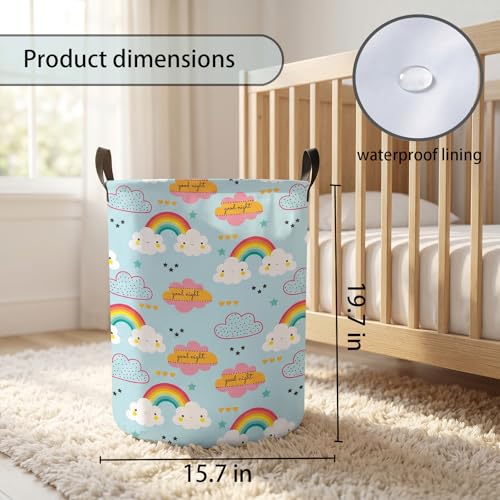 Image of Rainbow Laundry Hamper - Stylish Nursery Hamper for Girls, Large Capacity & Collapsible Design, Perfect for Kids Room Decor, Toy Storage, and Baby Girl Gifts (B)