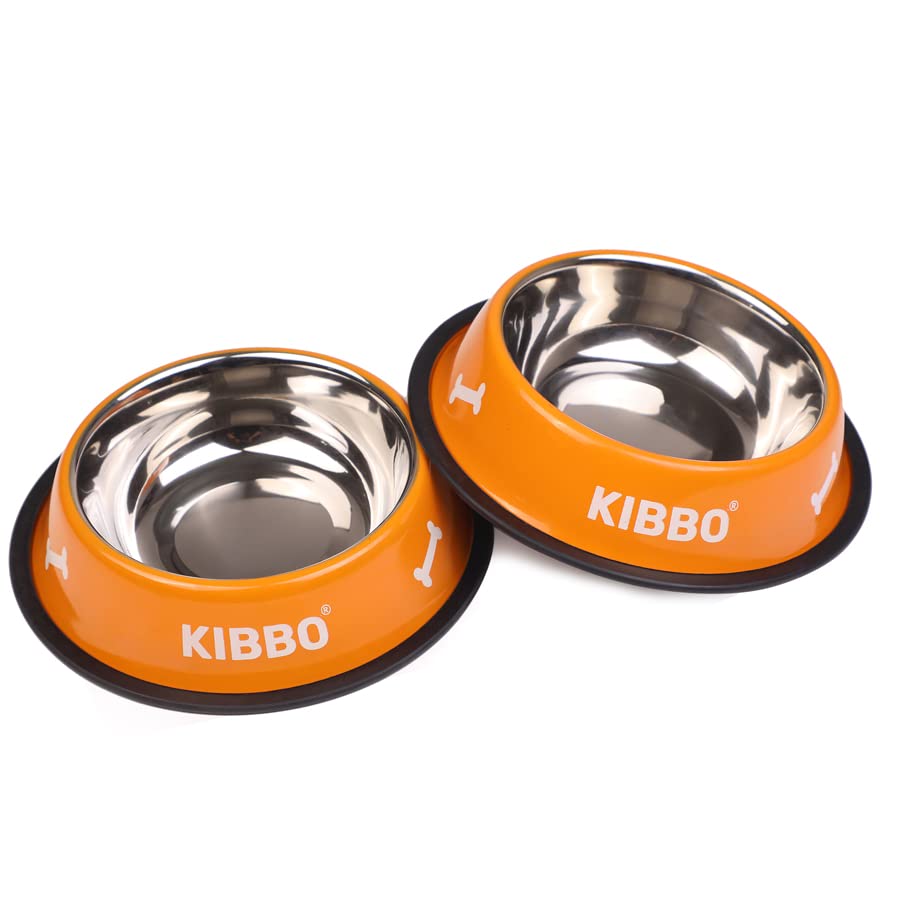 Kibbo Food Grade Stainless Steel Dog and Cat Bowl| Anti Skid Water & Food Feeding Pet Bowl| Premium & Vibrant colors|750 ml Printed|for Small, Medium, Large Pet Breeds|Orange|Pack of 2 (B0C37NW6H1) Amazon Price History, Amazon Price Tracker
