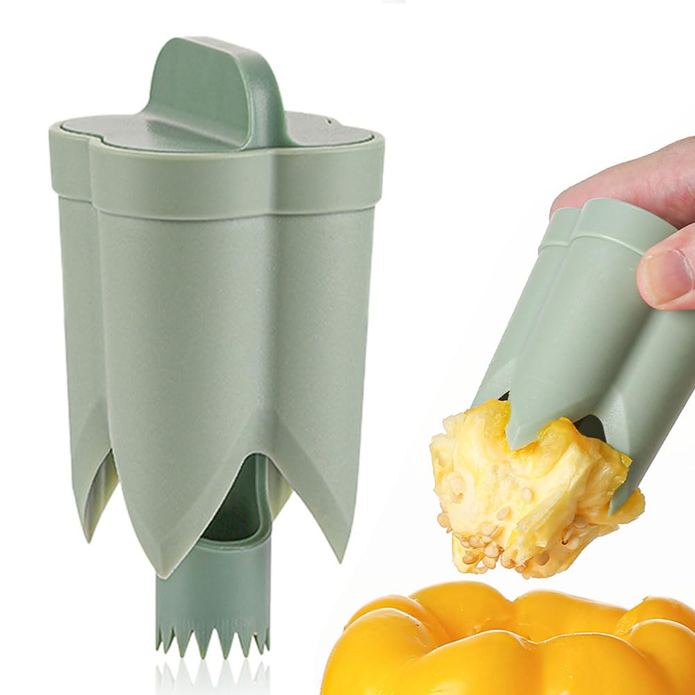 Runsgo Pepper Corer and Seed Remover, 2-in-1 Bell Pepper Cutter, Kitchen Preparation Tool (2, A)