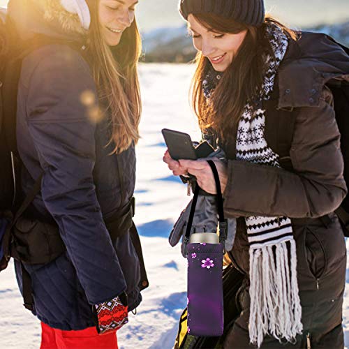 Image of RICHEN Neoprene Water Bottle Carrier Bag with Adjustable Shoulder Strap,Insulated Water Bottle Cover for Stainless Steel /Glass /Plastic Bottles