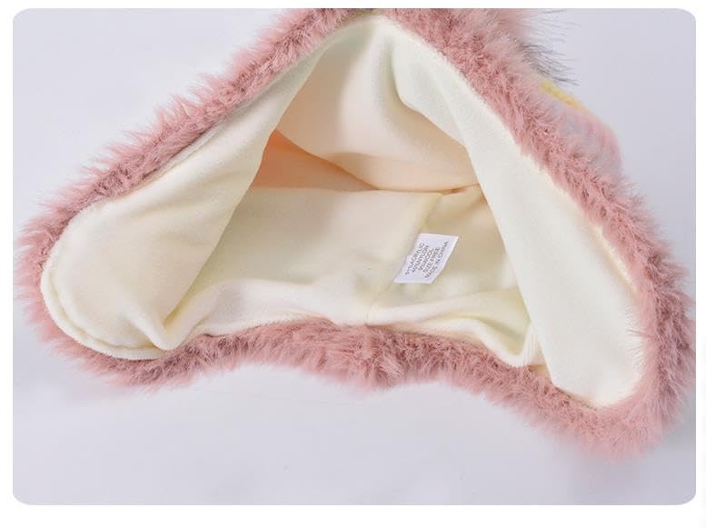 Kids Winter Hat with Ear Protection, Pom-Pom Earflag Hats for Little Girls4