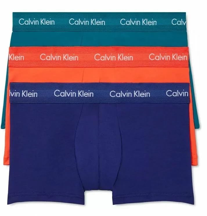 Calvin Klein Men's Cotton Stretch 3 Pack Trunks (US, Alpha, X-Large, Regular, Regular, Red,Blue,Green)
