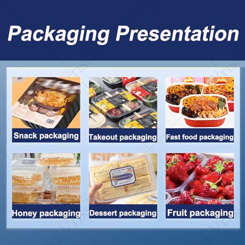 Máquina de sellado térmico, envasado semiautomático de alimentos con rollo de película, acero inoxidable, sellado eficiente para cajas de comida para llevar y bandejas de carne