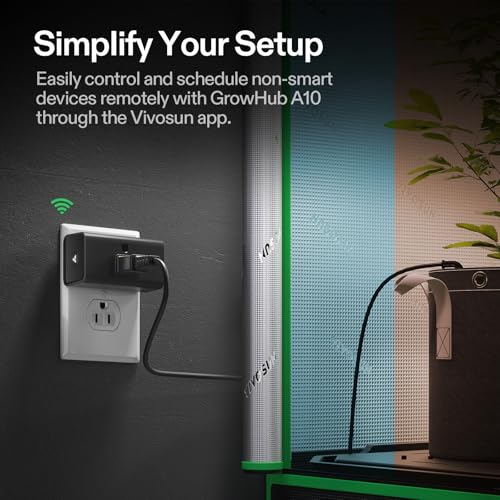 VIVOSUN GrowHub Contrôleur de sortie A10, Intelligent WiFi Sortie, prise intelligente, 15A 1800W, Télécommande, compatible avec Vivosun App pour la tente de croissance