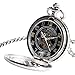 OIFMKC Pocket Watch Luxury Watch Men Automatic Mechanical Silver Pocket Watch Fashion Self Wind Stripe Women Men Nursing Fob Clock Shield Pendant