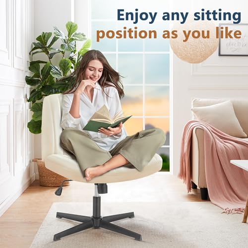 Cross Legged Office Chair, Armless Wide Desk Chair No