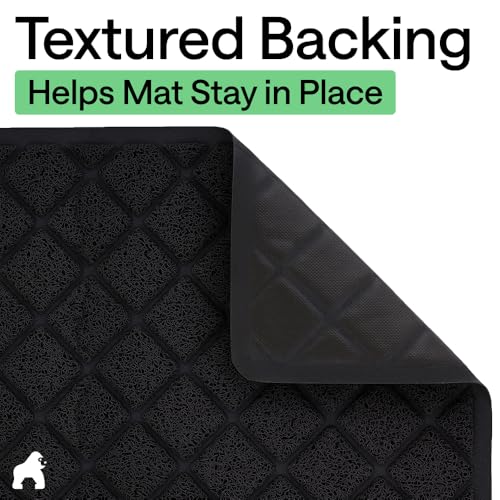 Image of GORILLA GRIP Cat Litter Box Mat, 35x23, Cushioned Coil Mesh Litter Trapping Mats, Scatter Control Supplies for Less Mess, Phthalate Free, Ultra Deep Catch Grooves, Rinse or Vacuum to Clean, Black