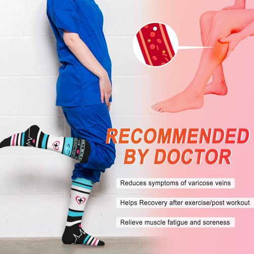 Image of Iseasoo 4 Pairs Compression Socks for Women Circulation-Best Support for Nurses,Running,Athletic,Travel