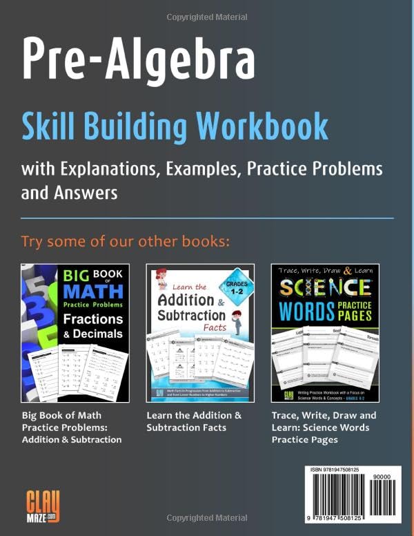 Pre-Algebra Skill Building Workbook with Explanations, Examples, Practice Problems and Answers - Image 2